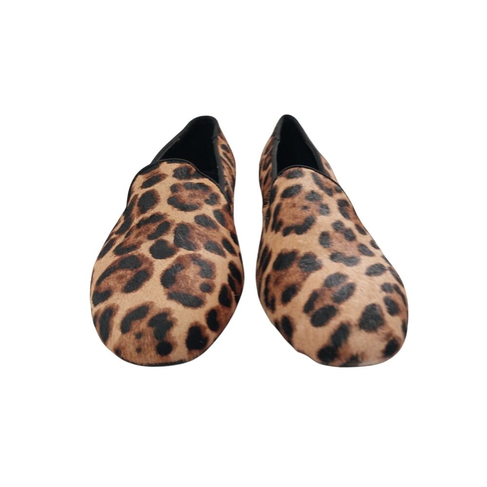 NINE WEST! BLACK, BROWN & TAN LEOPARD GENUINE LEATHER COWHIDE FLATS! SZ 9M - Picture 5 of 11